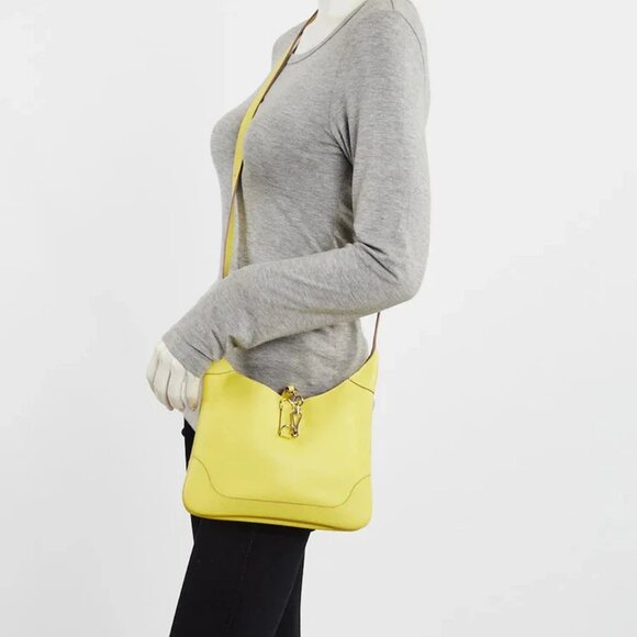 Hermes Lime Evercolor Leather Palladium Plated Trim Duo 24 Bag - Picture 2 of 12